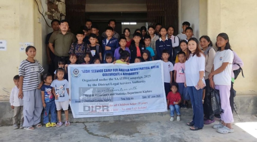 Officials and participants during the first legal leg awareness and outreach camp under the SAATHI Campaign 2025 held at District Court Complex, Kiphire on June 30. (DIPR Photo)